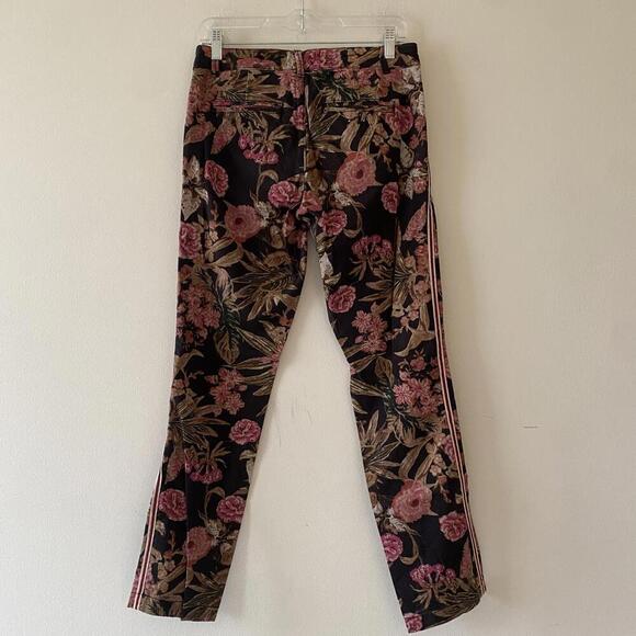 CHINO ANTHROPOLOGIE black pink floral pants - Picture 4 of 6